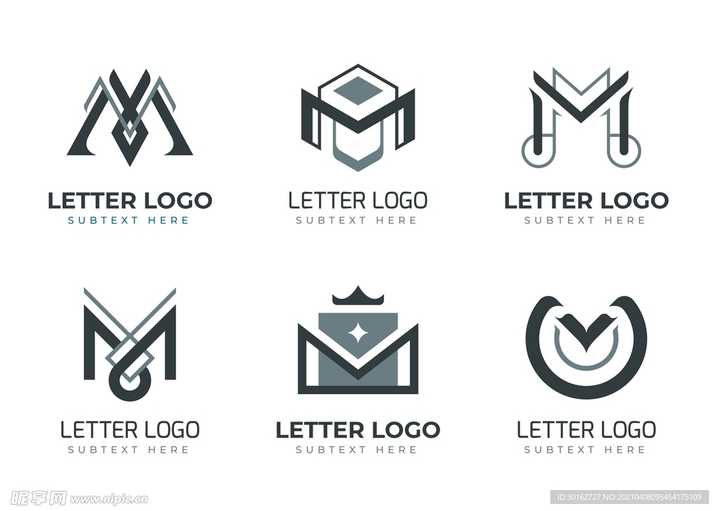 M字母创意logo商标设计