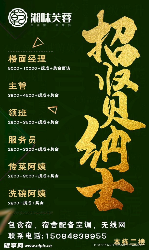 招聘 绿色 海报