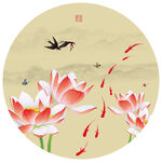 中式荷花装饰画