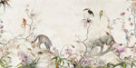 欧式手绘雨林动物壁画装饰画背景