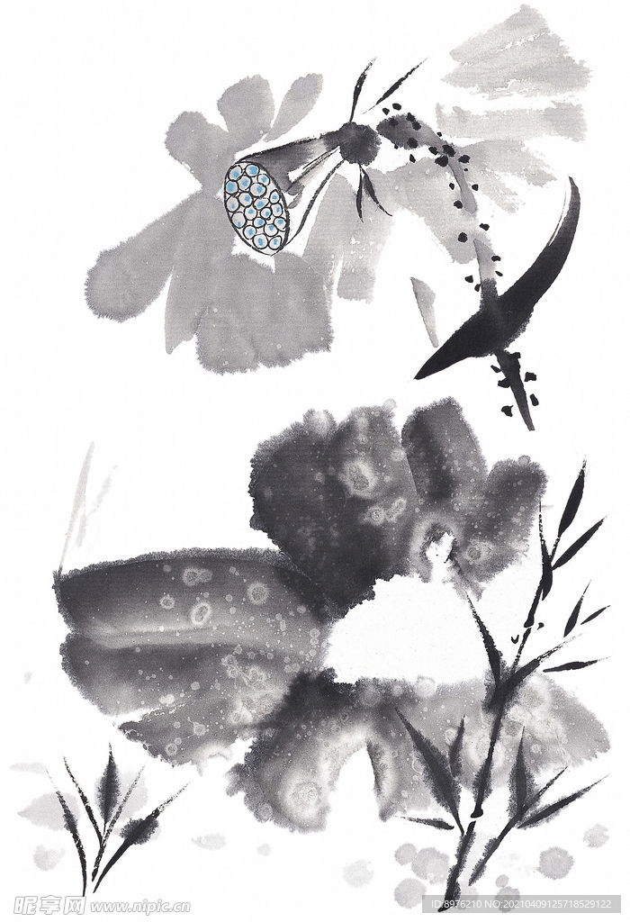 水墨花朵 水墨设计