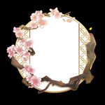 中国风樱花桃花插画头像框