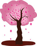 简笔画-粉色树