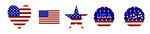 美国国旗 心形 五角星 圆形