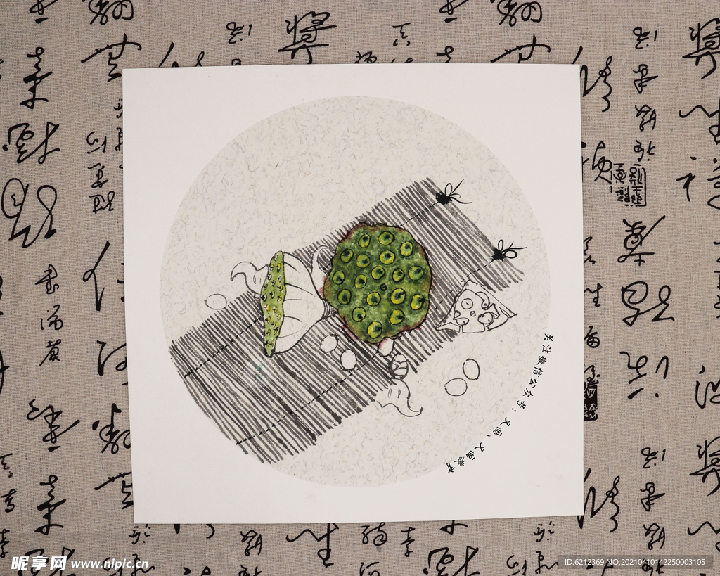 国画 莲蓬菱角绘画步骤分享