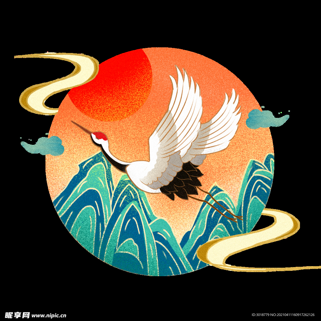 国潮仙鹤