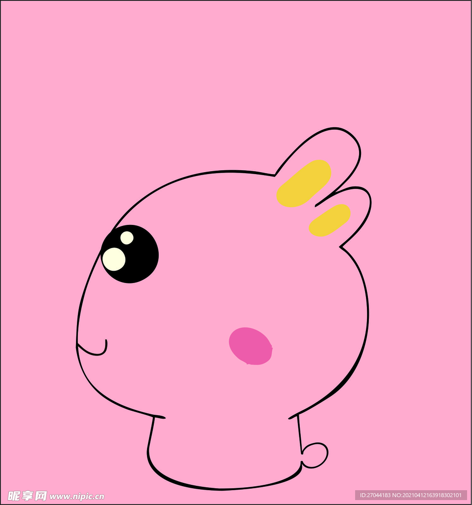 可爱侧脸小免子