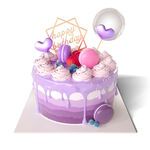 紫色奶油马卡龙生日蛋糕