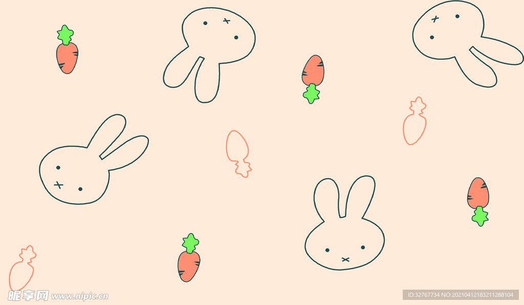 兔头 萝卜 卡通