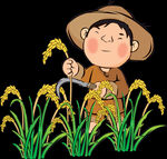 卡通农民插秧素材