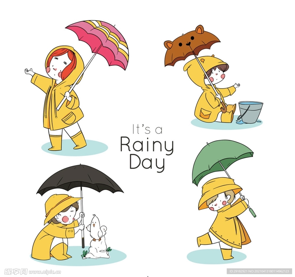 雨天打伞的儿童