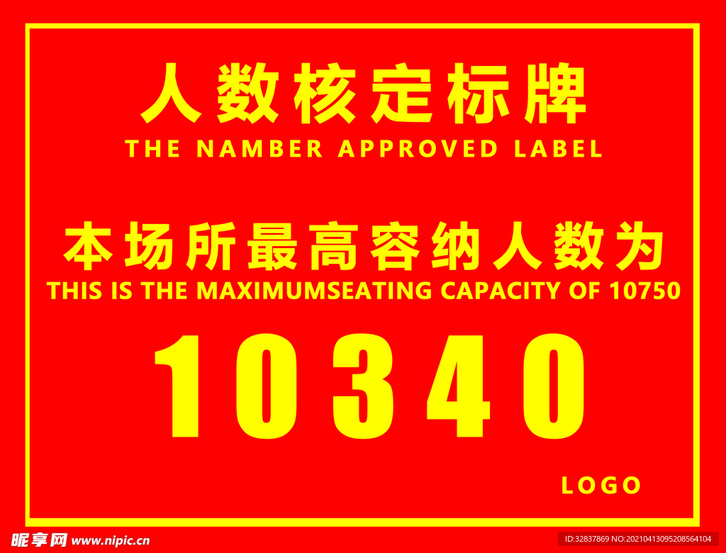 人数核定 标牌