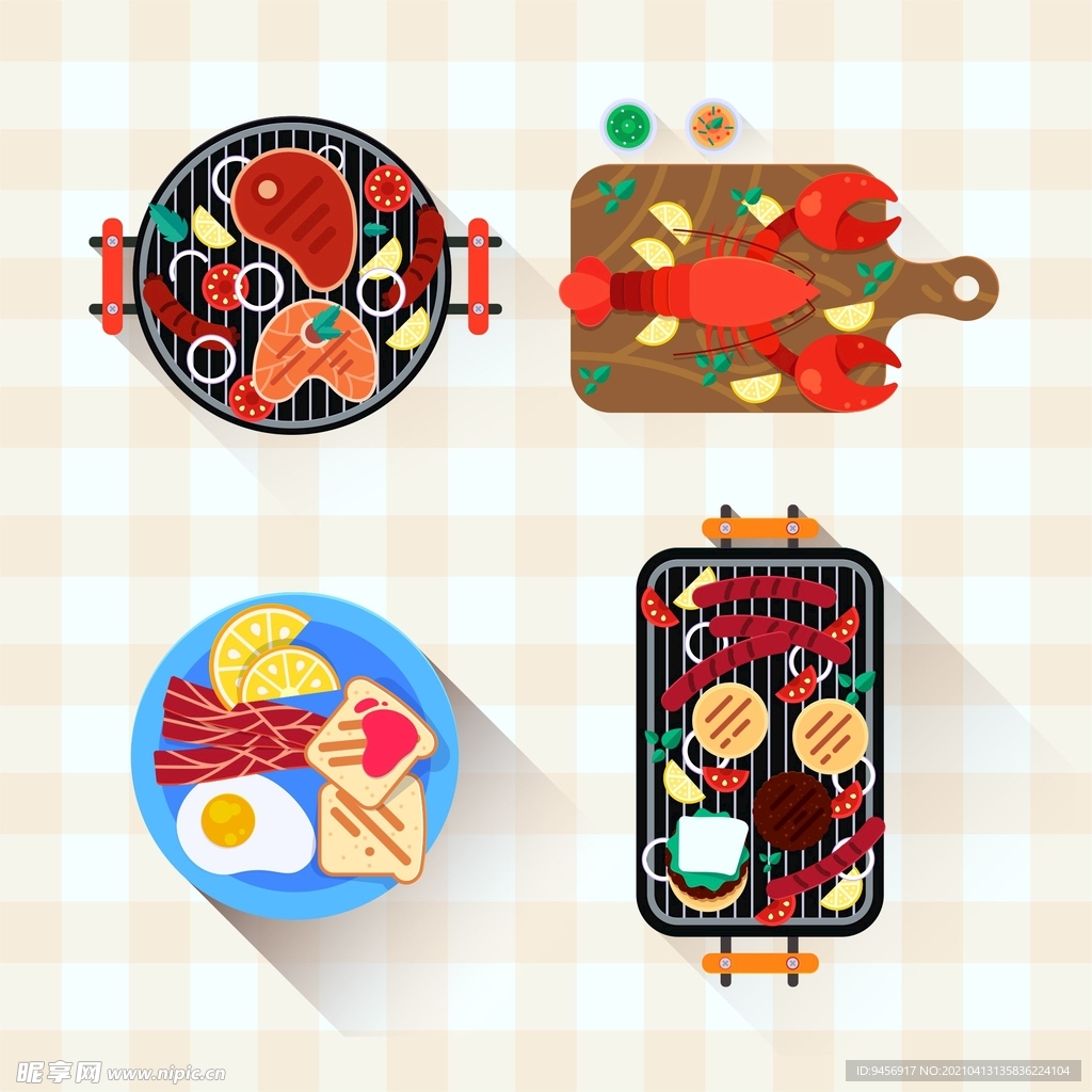 不同食物插画