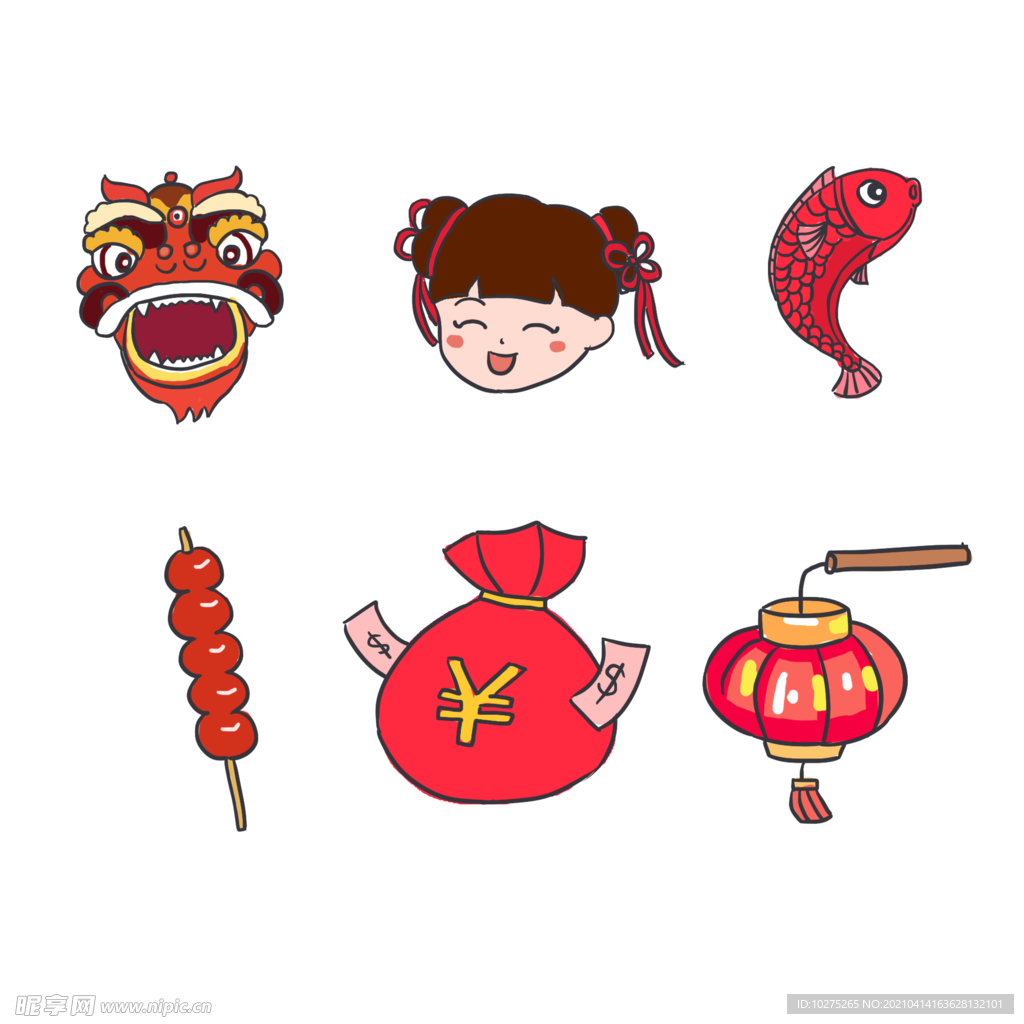 新年春节过年元旦图标贴纸