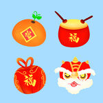 新年春节过年元旦图标贴纸
