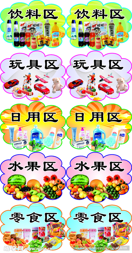 超市区域牌
