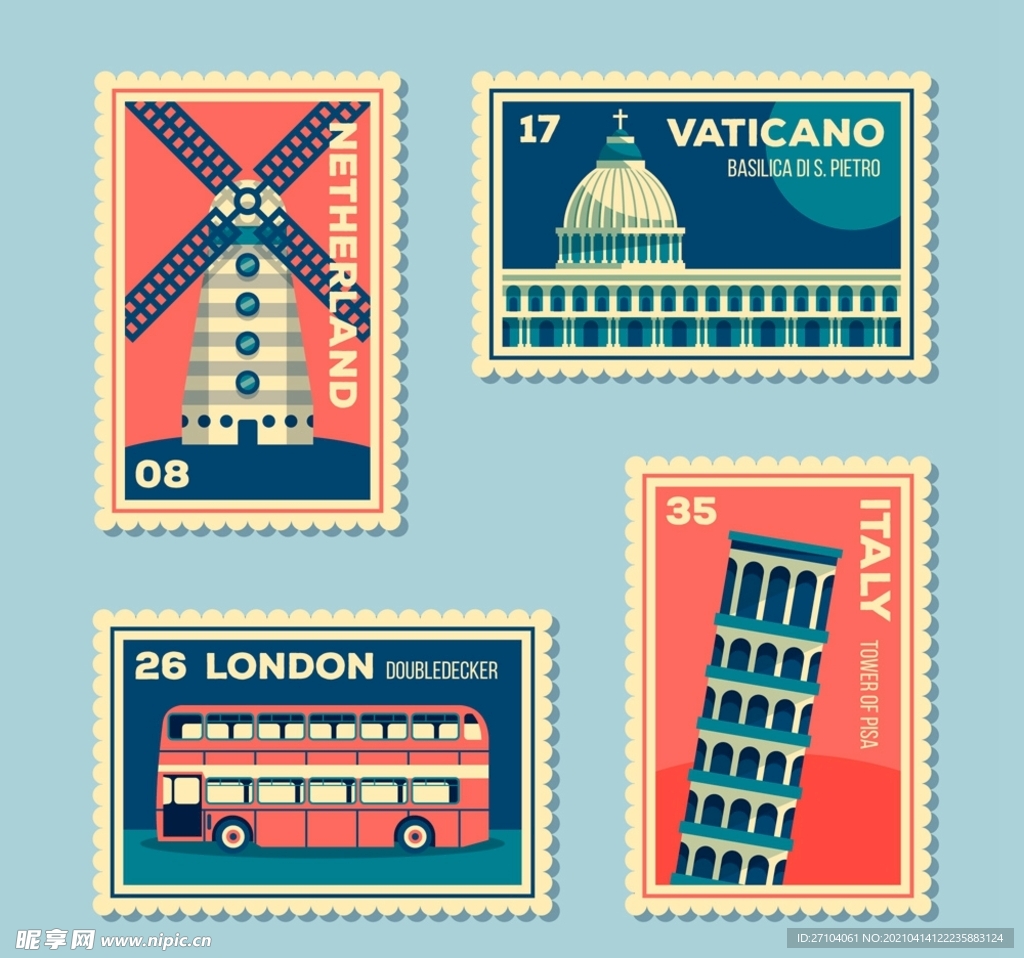 环球旅游邮票