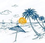 海滩棕榈树风景