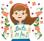 卡通笑脸长发女孩