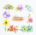 水彩绘春季花卉