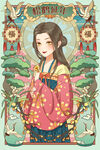 松鹤延年古风美女