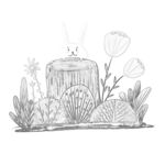 植物场景插画线稿图