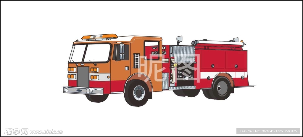 手绘  消防车   矢量