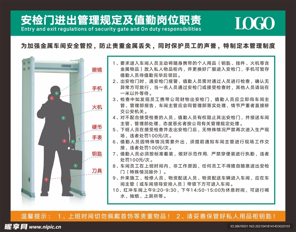 安检门进出管理规定执勤岗位职责