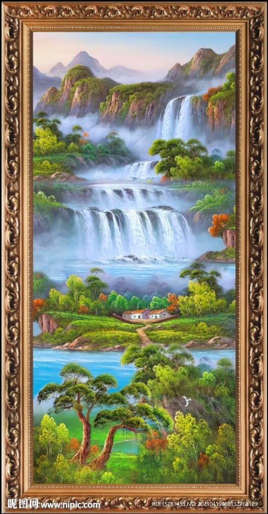 聚宝盆山水画
