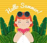 夏季吃西瓜的女孩