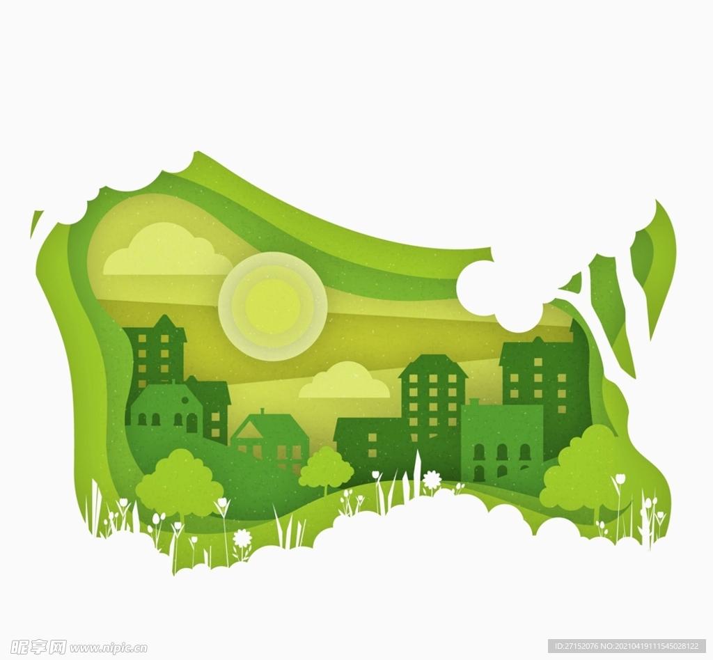 绿色森林城市剪贴画
