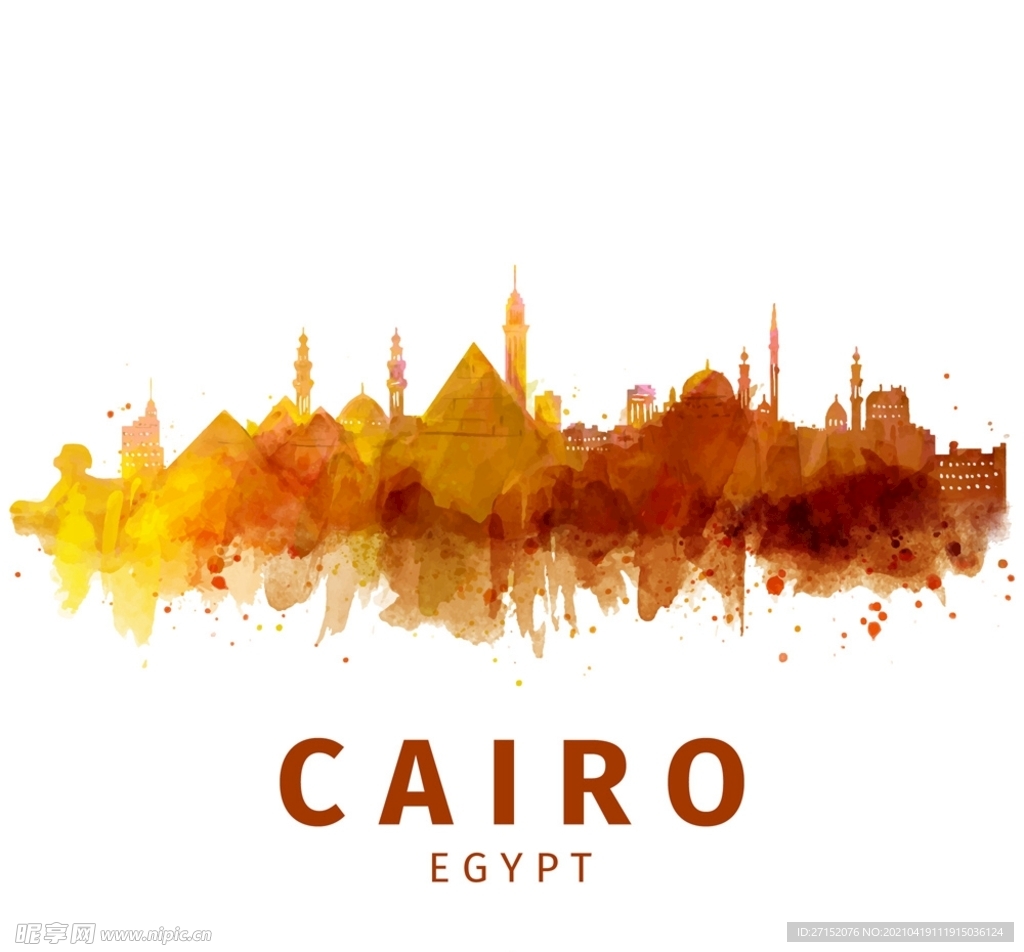 水彩埃及开罗风景