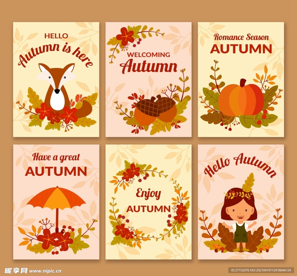 可爱秋季祝福卡片