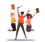 跳跃欢呼的学生