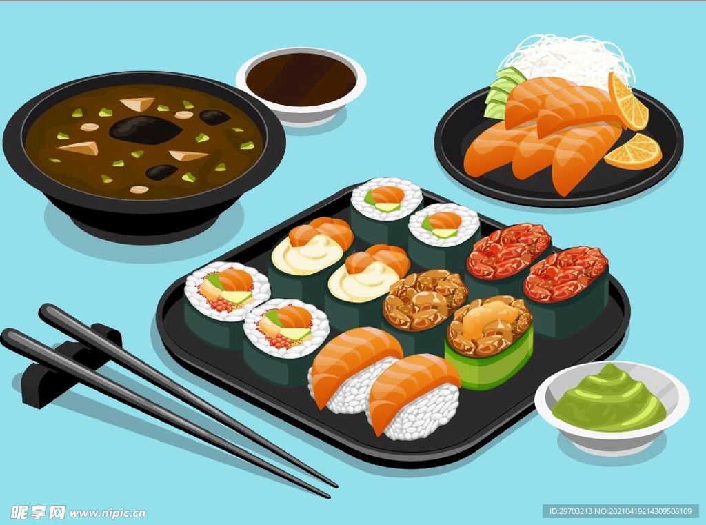 寿司料理插画