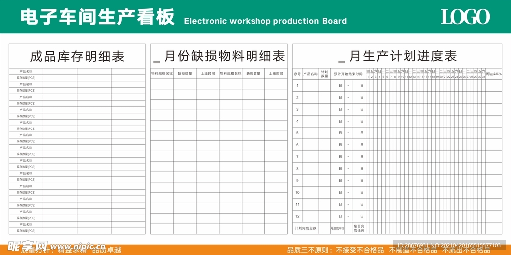 电子车间生产计划看板库存明细