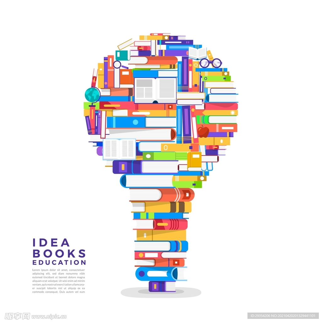 IDEA创意灯泡书背景图片
