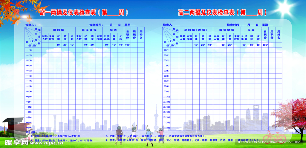 高中两操及仪表检查表