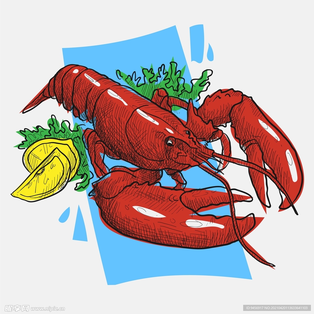 龙虾插画