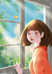 小清新美女手绘插画设计