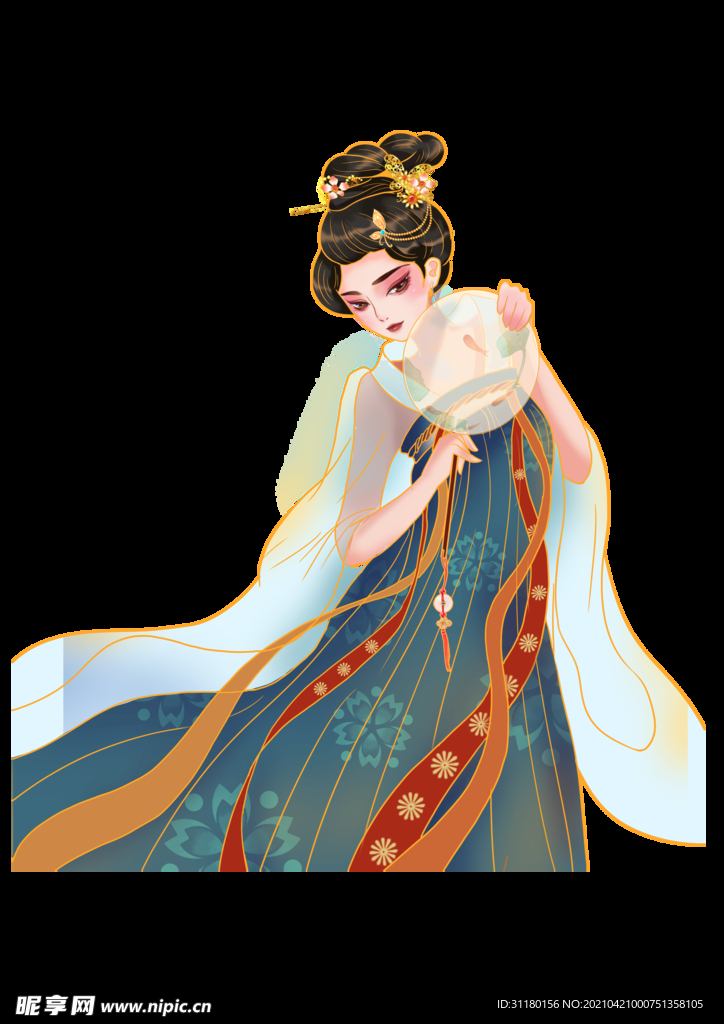 国潮人物免扣插画