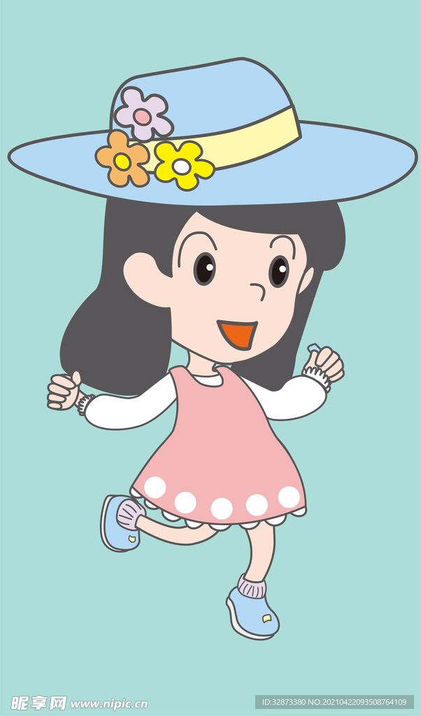 矢量图 小女孩  卡通人物