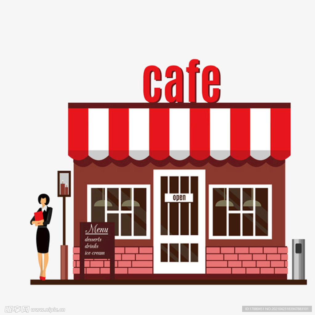 红色卡通设计简约商店