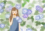 赏花的小女孩