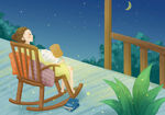 夜色下眺望星空的女孩
