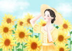 花海中的美女