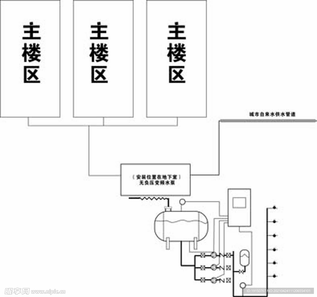 小区二次供水示意图