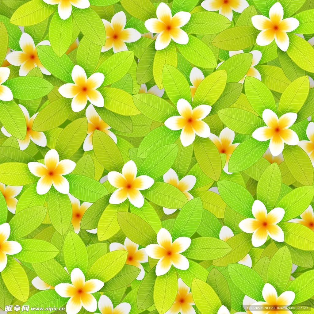 手绘绿叶花卉背景