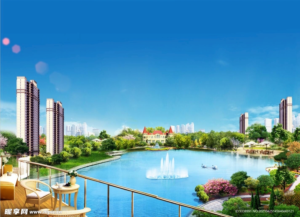 房地产 湖景 园林 效果图