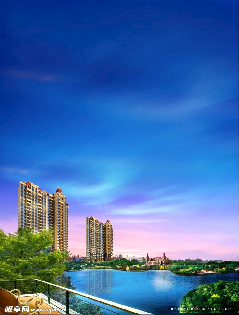 房地产 湖景 园林 效果图